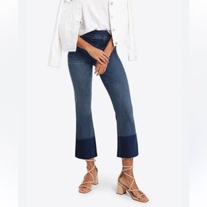SPANX Cropped Flare Denim Jeans Women's Blue High Rise Slimming Stretch Size L